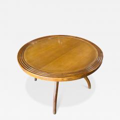 Italian Round Wood Side Table with Curved Four Leg Base - 4574729