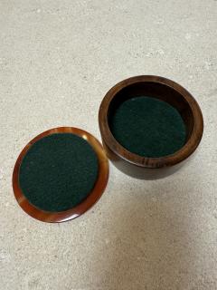 Italian Round Wood and Tortoiseshell Box 1970s - 4459137