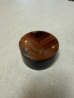 Italian Round Wood and Tortoiseshell Box 1970s - 4459138
