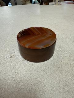Italian Round Wood and Tortoiseshell Box 1970s - 4459139