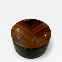 Italian Round Wood and Tortoiseshell Box 1970s - 4459165