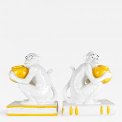 Italian Royal Porcelain Monkeys Bookends - 556982