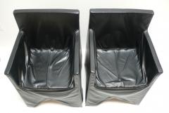 Italian School Black Leather Chairs - 208889