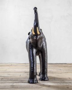 Italian School Italian Sculpture Elephant in Papier Mache and Faux Leather 60s - 2518954