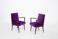 Italian School Pair of Italian Armchairs of Fratelli Consonni Production in Purple Velvet - 2198872