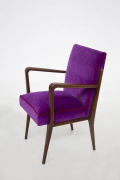 Italian School Pair of Italian Armchairs of Fratelli Consonni Production in Purple Velvet - 2198873