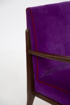 Italian School Pair of Italian Armchairs of Fratelli Consonni Production in Purple Velvet - 2198875