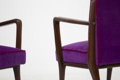 Italian School Pair of Italian Armchairs of Fratelli Consonni Production in Purple Velvet - 2198877