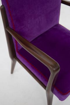 Italian School Pair of Italian Armchairs of Fratelli Consonni Production in Purple Velvet - 2198881