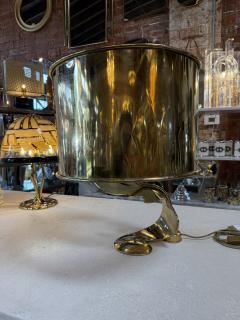Italian Sculptural Brass Table Lamp with Cylindrical Shade 1970s - 4514021