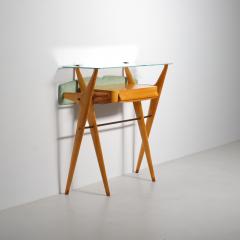 Italian Sculptural Maple Console with Glass Top Attributed to Ico Parisi 1950s - 4415807