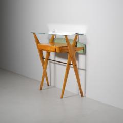 Italian Sculptural Maple Console with Glass Top Attributed to Ico Parisi 1950s - 4415934