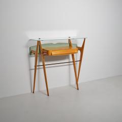 Italian Sculptural Maple Console with Glass Top Attributed to Ico Parisi 1950s - 4415947