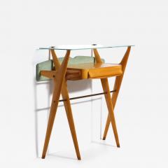 Italian Sculptural Maple Console with Glass Top Attributed to Ico Parisi 1950s - 4419602