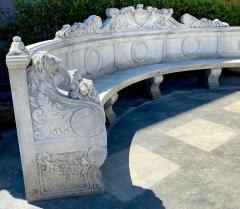 Italian Semi Circular Large Lime Stone Bench - 3930036