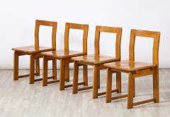 Italian Set of Four Rustic Oak Dining Chairs - 2640720