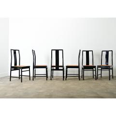 Italian Set of Six Cane Ebonized Dining Chairs - 4245615