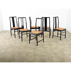 Italian Set of Six Cane Ebonized Dining Chairs - 4245616