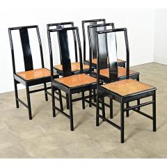 Italian Set of Six Cane Ebonized Dining Chairs - 4245619