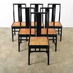 Italian Set of Six Cane Ebonized Dining Chairs - 4245620
