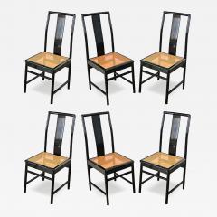 Italian Set of Six Cane Ebonized Dining Chairs - 4290644