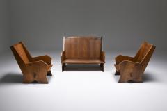 Italian Settee in Stained Beech 1940s - 2045764