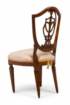 Italian Shield Back Dining Side Chair with Floral Patterned Beige Upholstery - 4170415