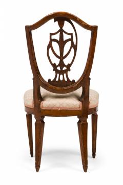 Italian Shield Back Dining Side Chair with Floral Patterned Beige Upholstery - 4170416