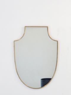 Italian Shield Shaped Brass Framed Vintage Wall Mirror