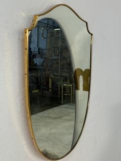 Italian Shield Shaped Wall Mirror with Brass 1960s - 4355592