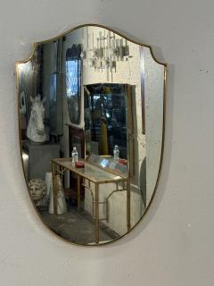 Italian Shield Shaped Wall Mirror with Brass 1960s - 4355593