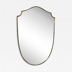 Italian Shield Shaped Wall Mirror with Brass 1960s - 4355662