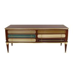 Italian Sideboard Made of Solid Wood and Covered With Colored Glass 1950s - 3596655