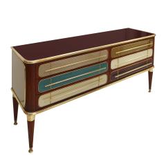 Italian Sideboard Made of Solid Wood and Covered With Colored Glass 1950s - 3596658