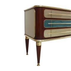 Italian Sideboard Made of Solid Wood and Covered With Colored Glass 1950s - 3596661