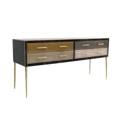 Italian Sideboard Made of Solid Wood and Covered with Colored Glass 1950s - 2547071