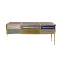 Italian Sideboard Made of Solid Wood and Covered with Colored Glass 1950s - 2547079
