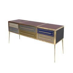 Italian Sideboard Made of Solid Wood and Covered with Colored Glass 1950s - 2547080