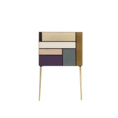 Italian Sideboard Made of Solid Wood and Covered with Colored Glass 1950s - 2810147