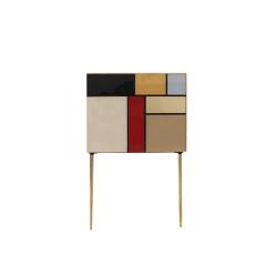 Italian Sideboard Made of Solid Wood and Covered with Colored Glass 1950s - 2810150