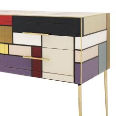 Italian Sideboard Made of Solid Wood and Covered with Colored Glass 1950s - 2810154