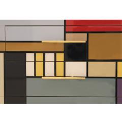 Italian Sideboard Made of Solid Wood and Covered with Colored Glass 1950s - 2810156