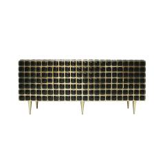 Italian Sideboard Made of Wood Brass Decorated With Black Murano Glass Mosaics - 1894493