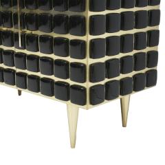 Italian Sideboard Made of Wood Brass Decorated With Black Murano Glass Mosaics - 1894496