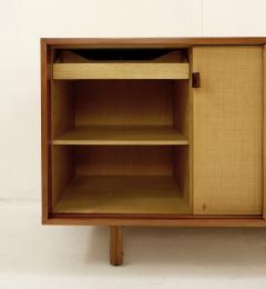 Italian Sideboard With Sliding Doors In Grass Cloth And Leather - 1852065