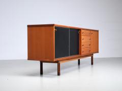 Italian Sideboard in Teak Metal and Black Laminate 1960s - 4088063