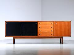 Italian Sideboard in Teak Metal and Black Laminate 1960s - 4088082