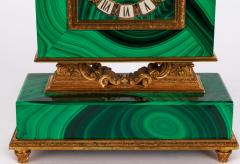 Italian Silver Gilt and Malachite Desk Clock with Diana the Huntress C 1960 - 2587412