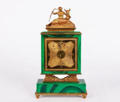 Italian Silver Gilt and Malachite Desk Clock with Diana the Huntress C 1960 - 2587414