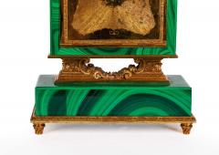 Italian Silver Gilt and Malachite Desk Clock with Diana the Huntress C 1960 - 2587415